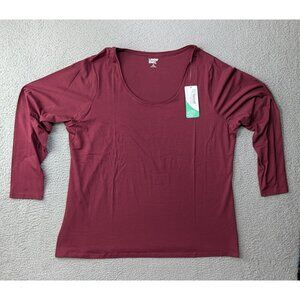 Lands End Shirt Womens 2X Long Sleeve Jersey Scoop Neck T Shirt Purpleish Red